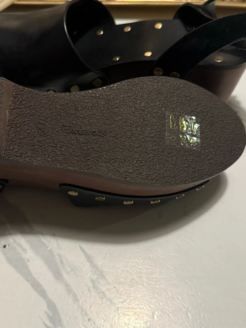 Black Platform Clog Sandals with Stud Detail - Women Size 7.5